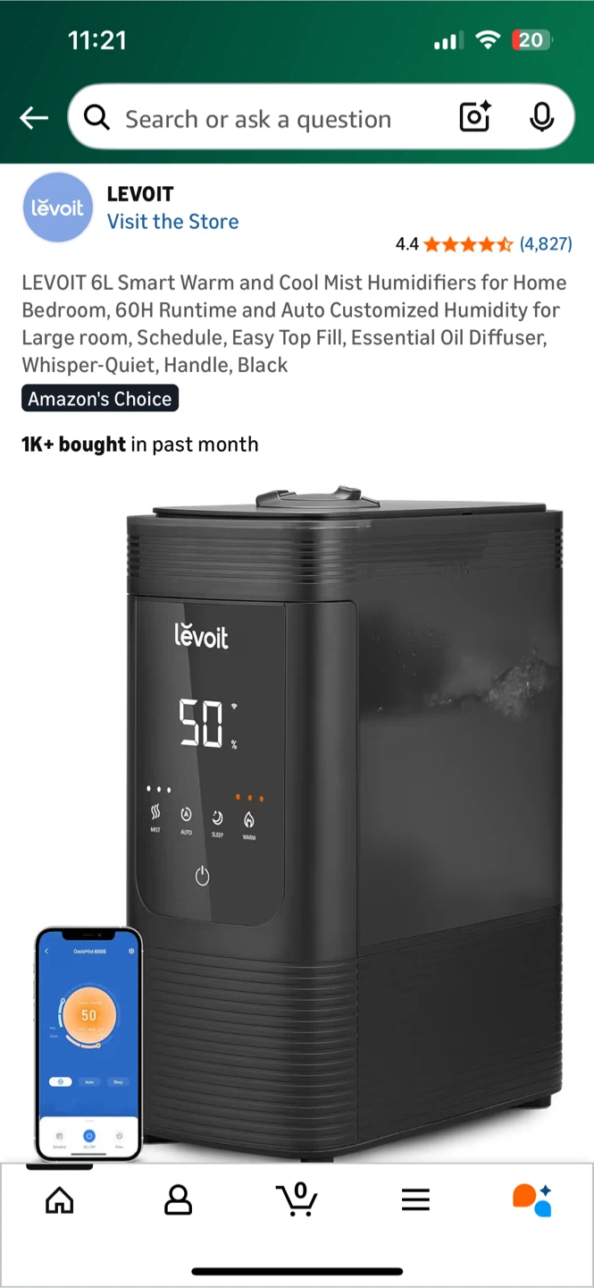Levoit 6L Smart Humidifier - Black