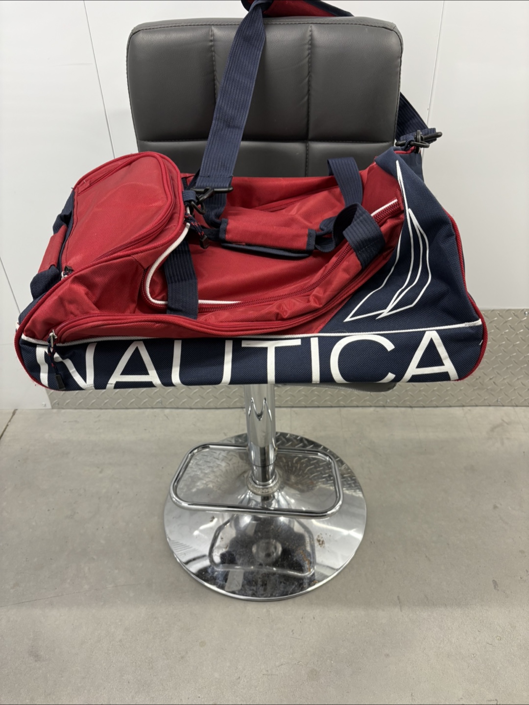 Nautica Red & Navy Duffel Bag