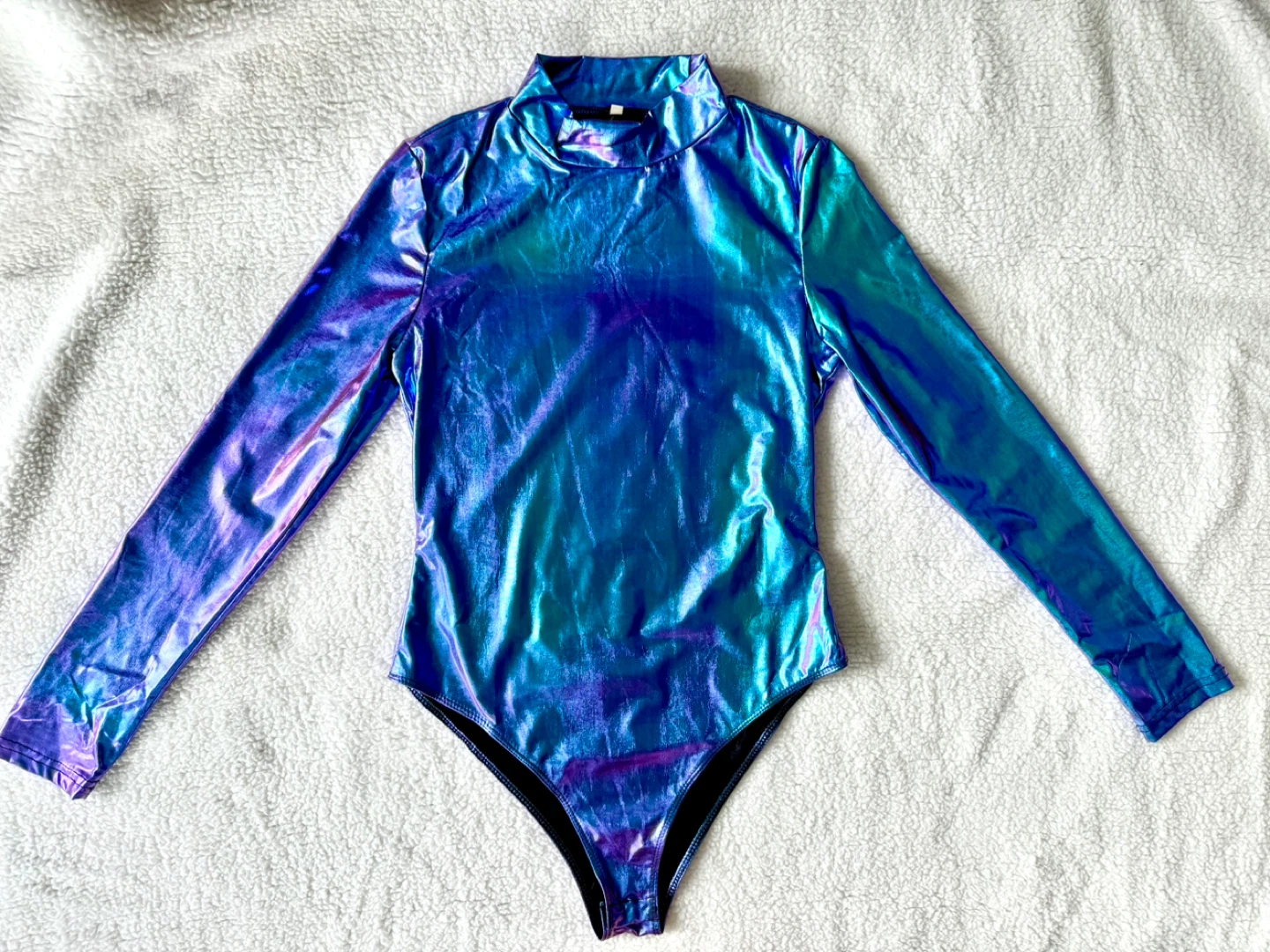 Women's Holographic Bodysuit with Long Sleeve (Purple) - photo 4