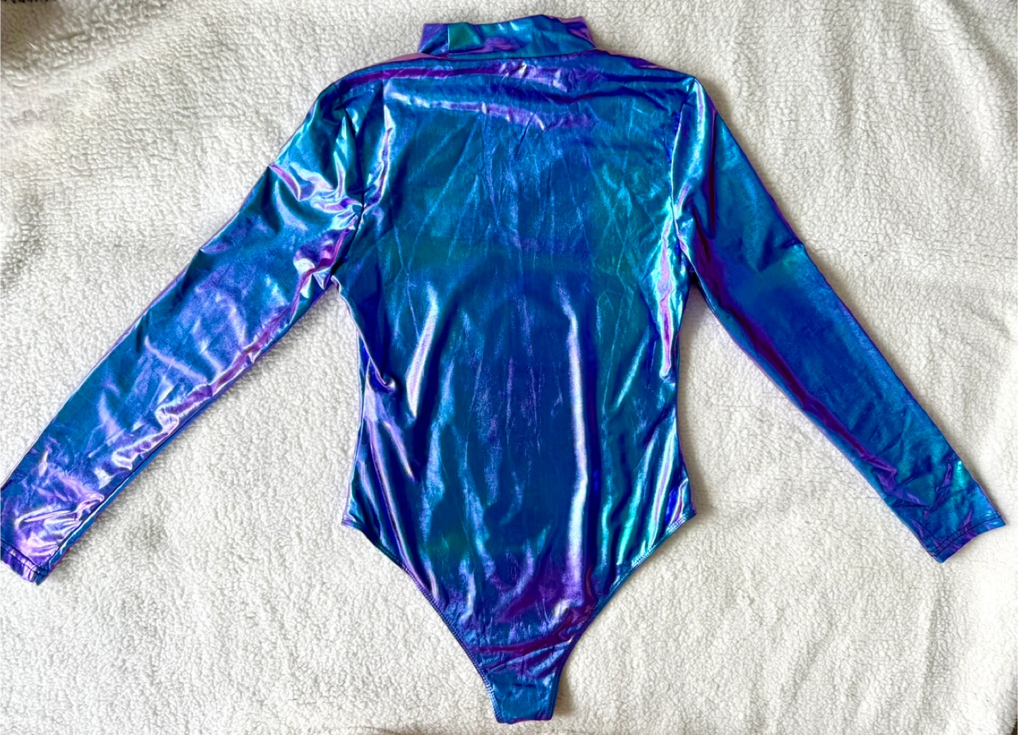 Women's Holographic Bodysuit with Long Sleeve (Purple) - photo 5