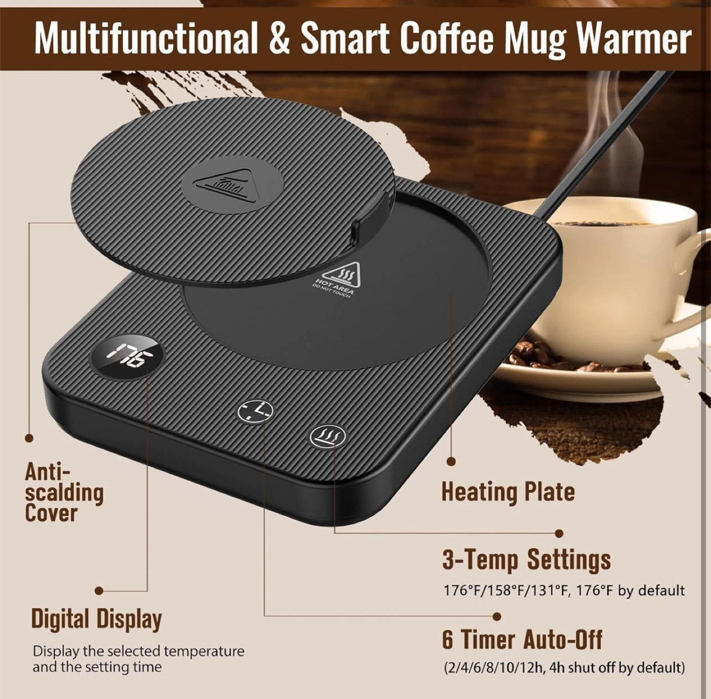 Smart Coffee Mug Warmer with 3 Temp Settings - photo 3