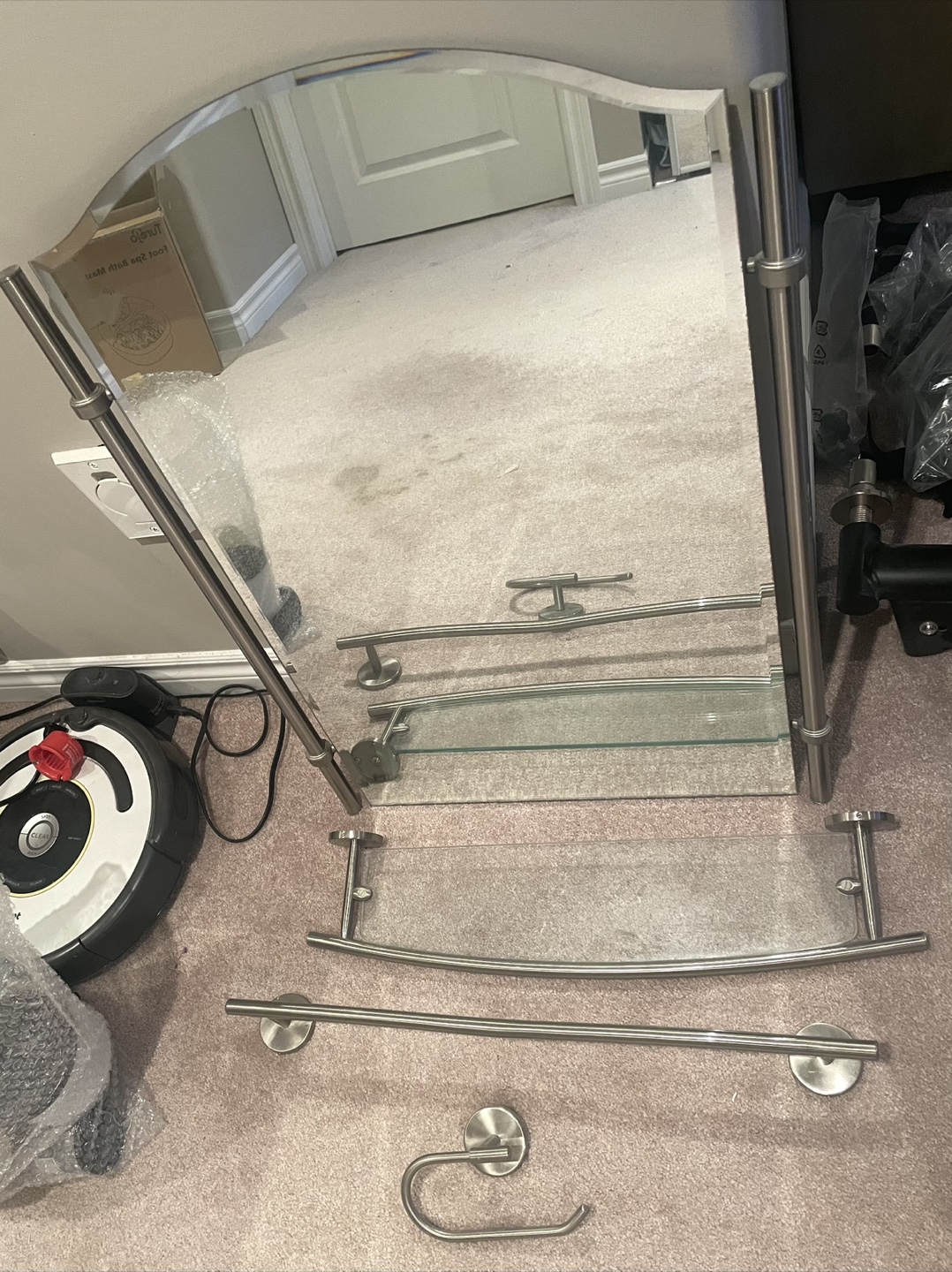 Bathroom Mirror with Shelf and Accessories