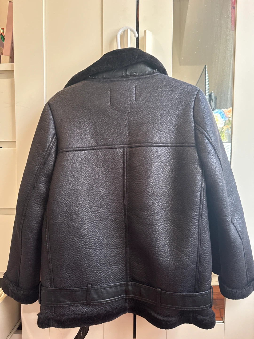 Zara Woman Black Faux Shearling Aviator Jacket - photo 2