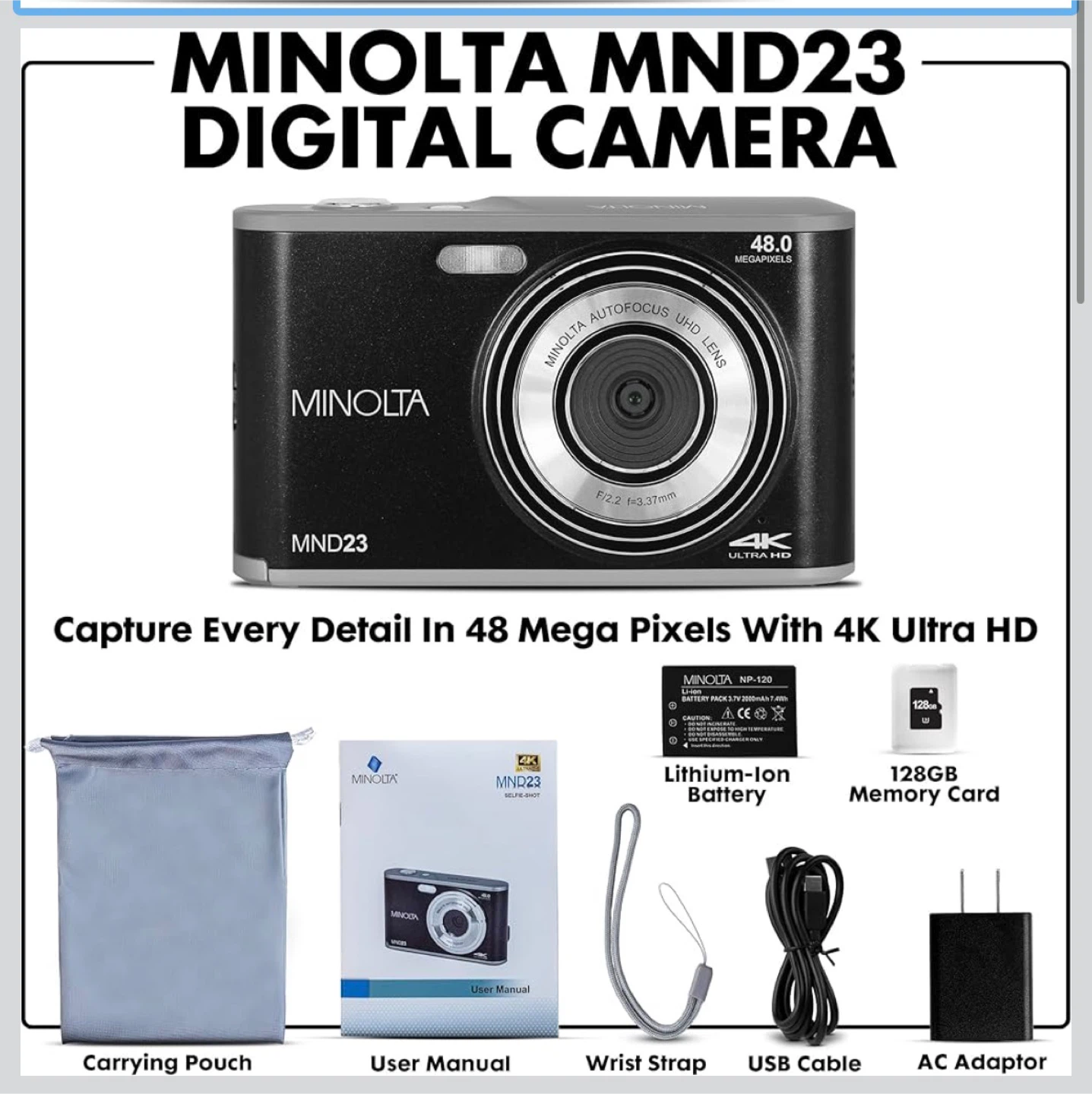 MND23 48MP 4K Ultra HD Digital Camera - photo 3