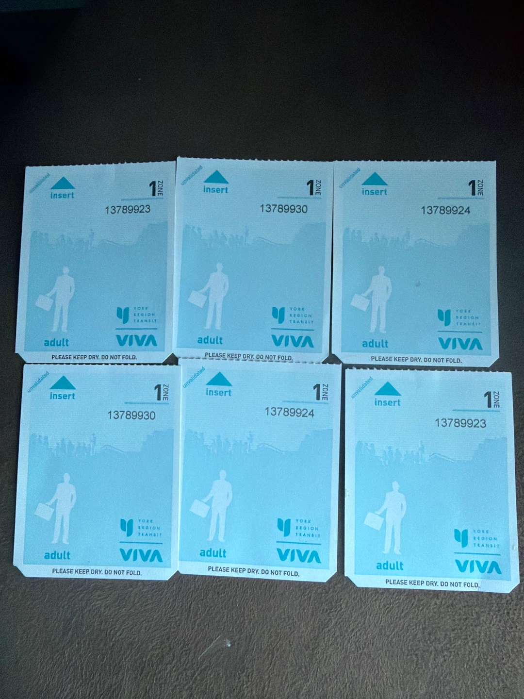 6 VIVA Adult Transit Tickets - Zone 1