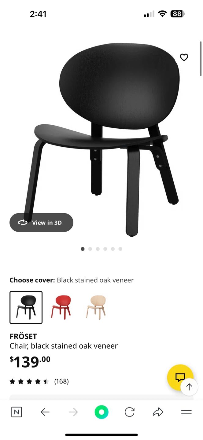 ikea Black Wooden Chair - photo 3
