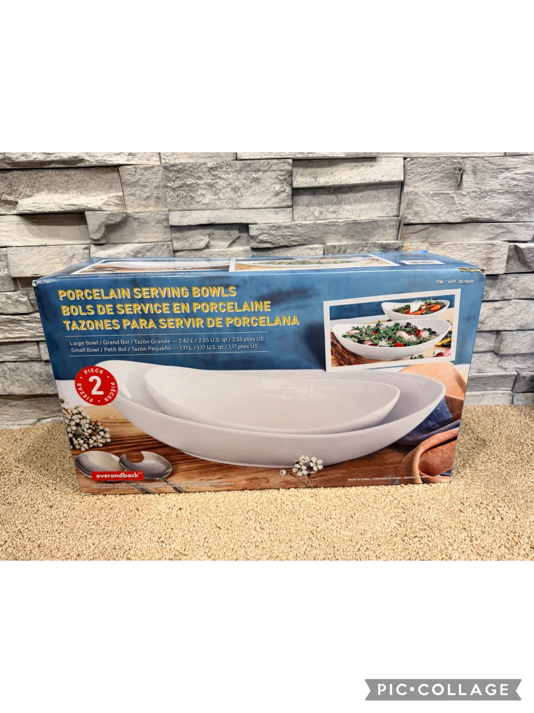 Over and Back Porcelain Serving Bowls – Set of 2 – Brand New
