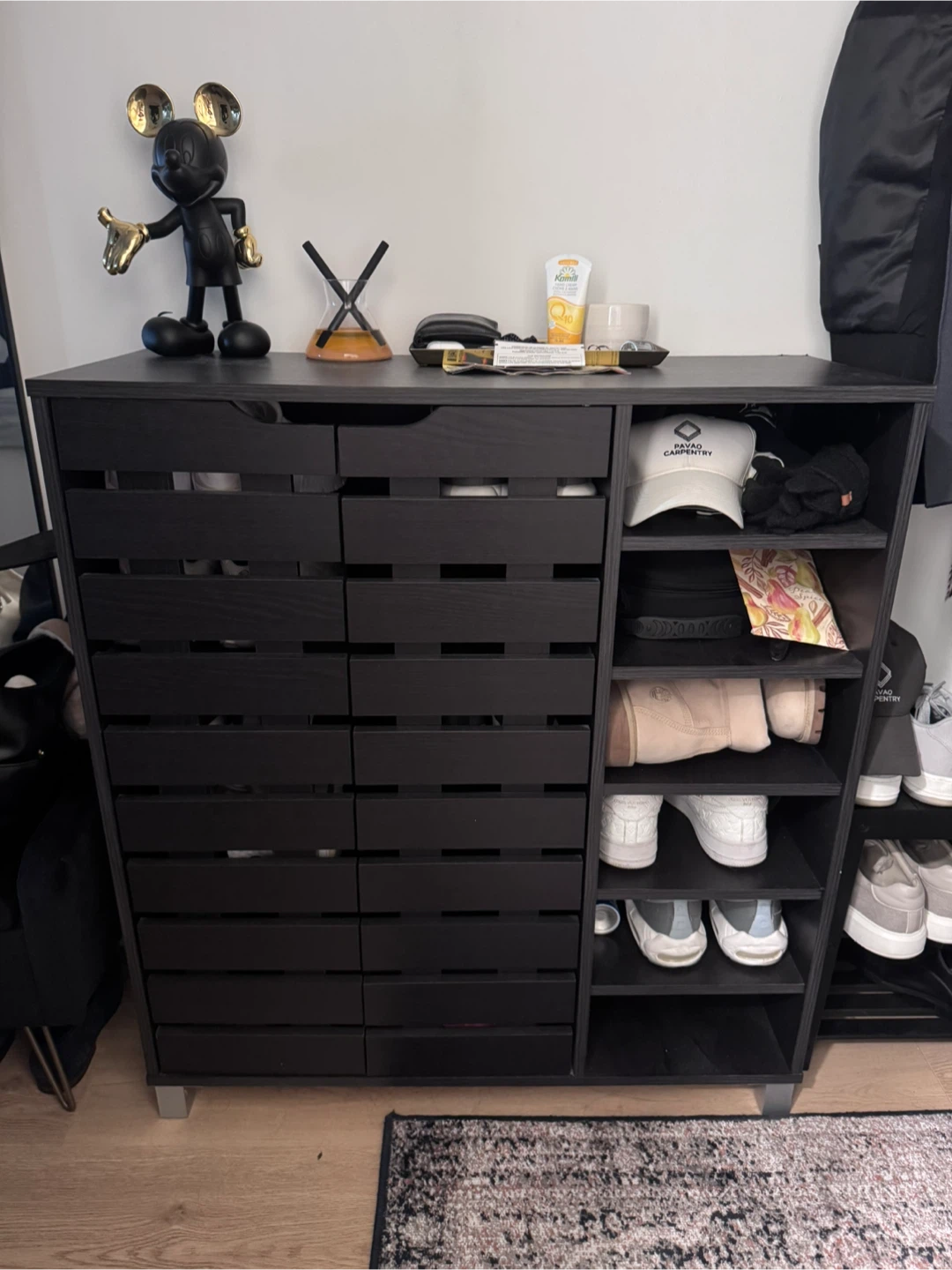 Black shoe cabinet