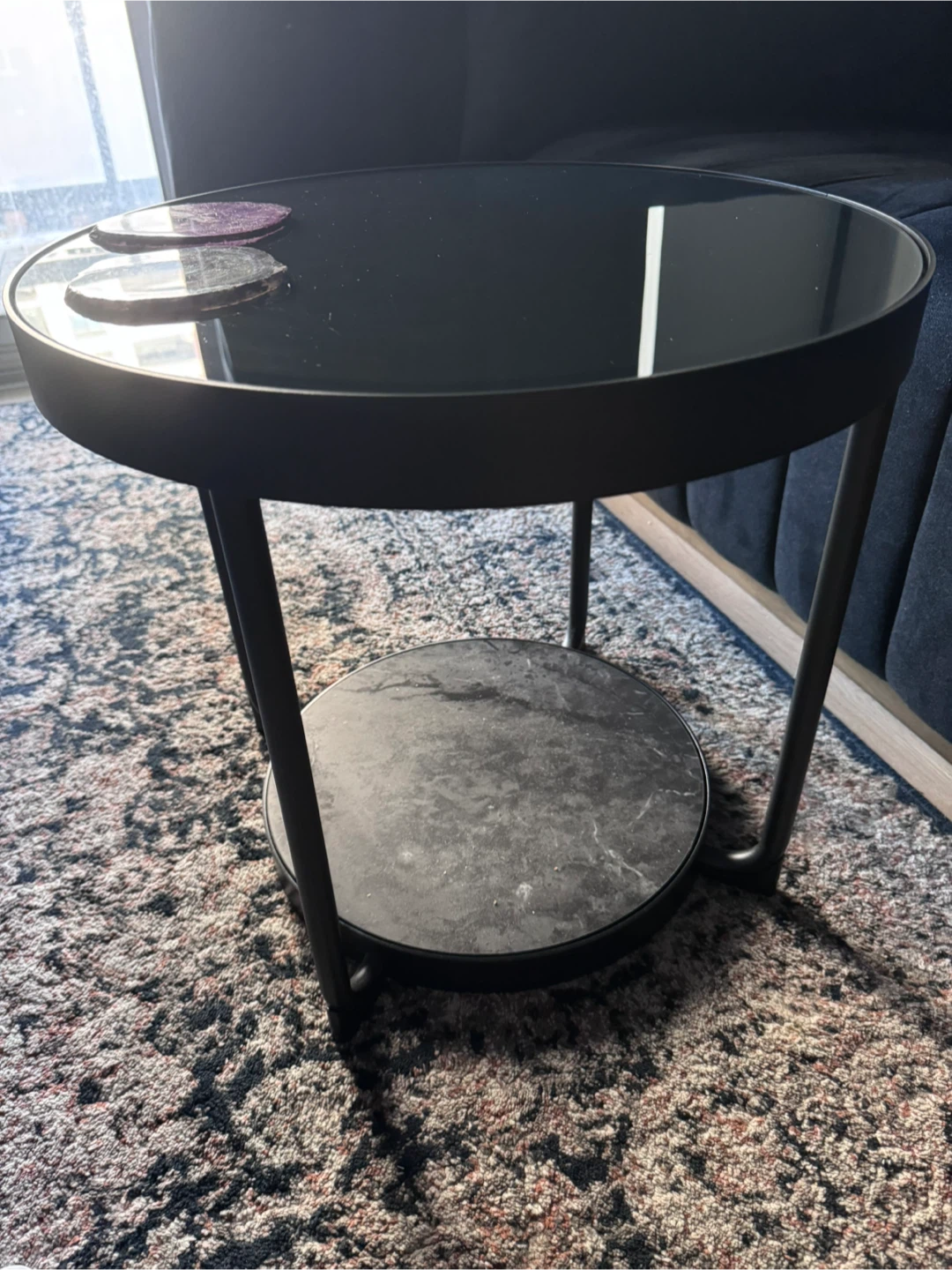 Black Round Side Table