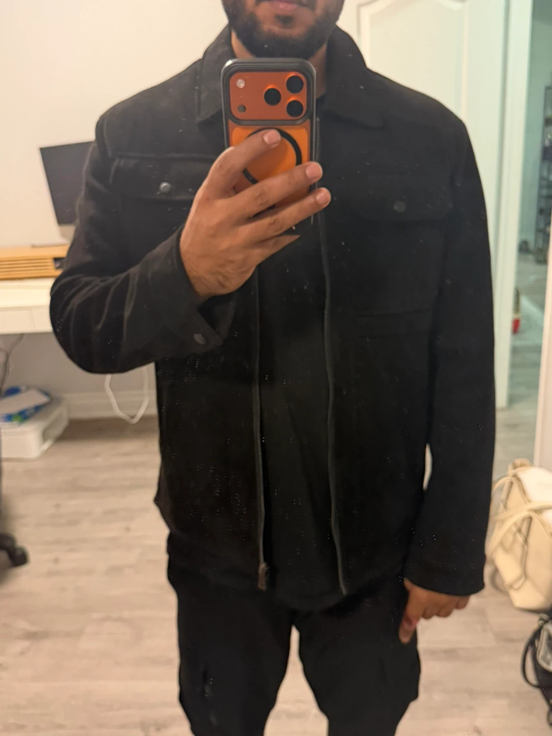 Zara Black suede  Jacket with Fur Lining M-L - photo 4