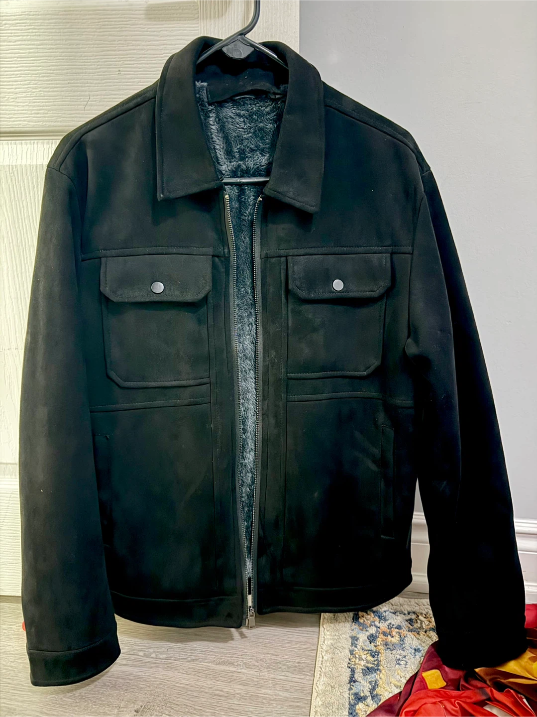 Zara Black suede  Jacket with Fur Lining M-L - photo 3