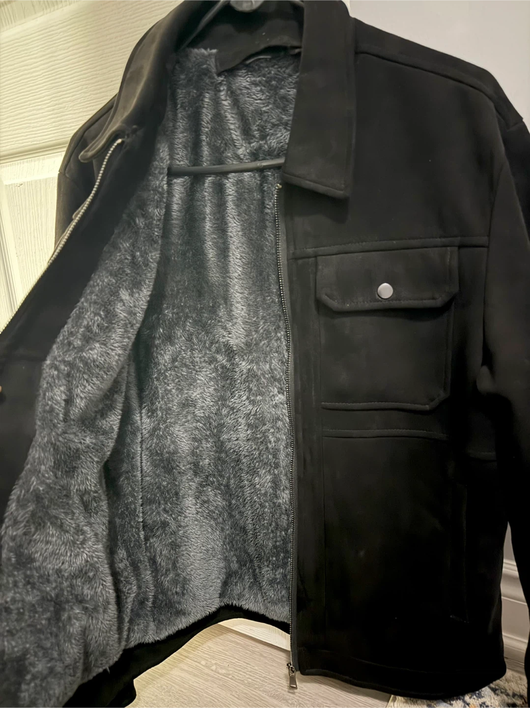 Zara Black suede  Jacket with Fur Lining M-L - photo 2