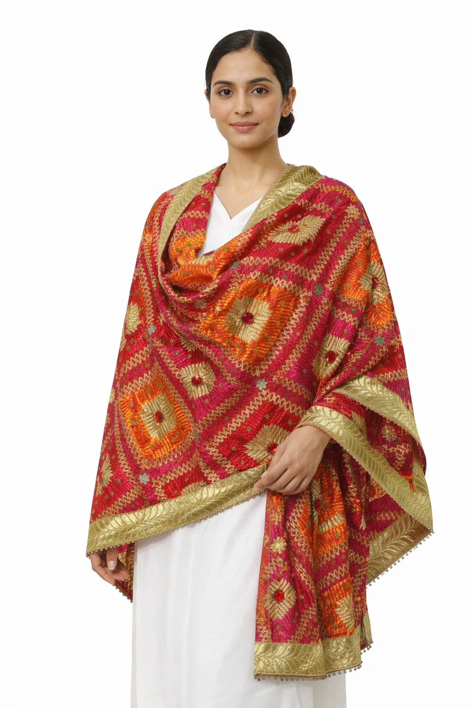 Heavy Embroidered Dupatta - Full length Phulkari