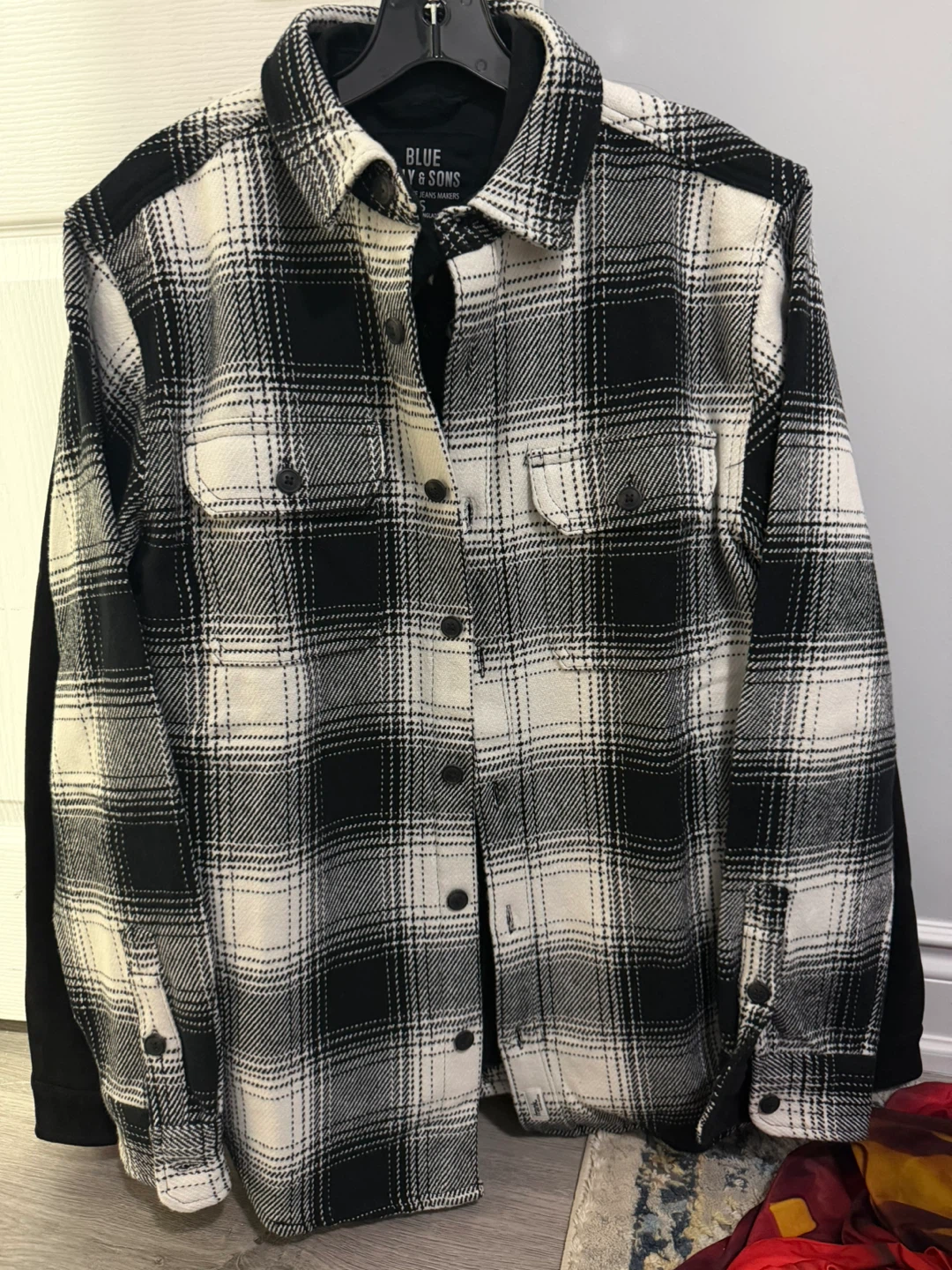 Blue & Sons Black & White Plaid Flannel Shirt