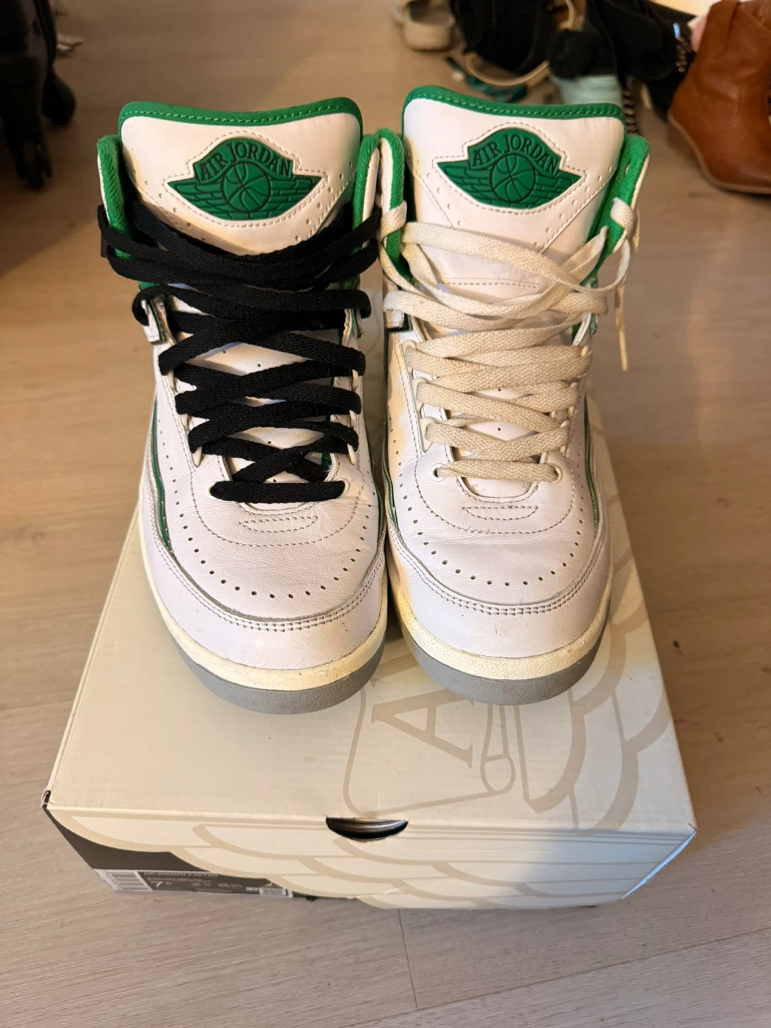 Air Jordan 2 Retro White/Green Size 7.5y - photo 2