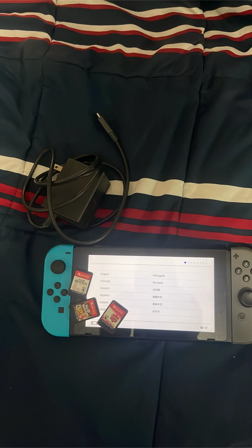 Nintendo Switch Console with Games & Charger