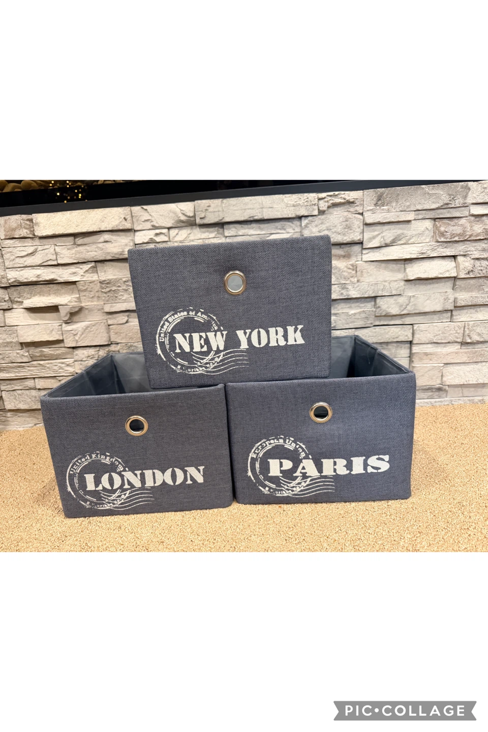 Collapsible Storage Cubes – Travel-Themed Designs – Set of 3