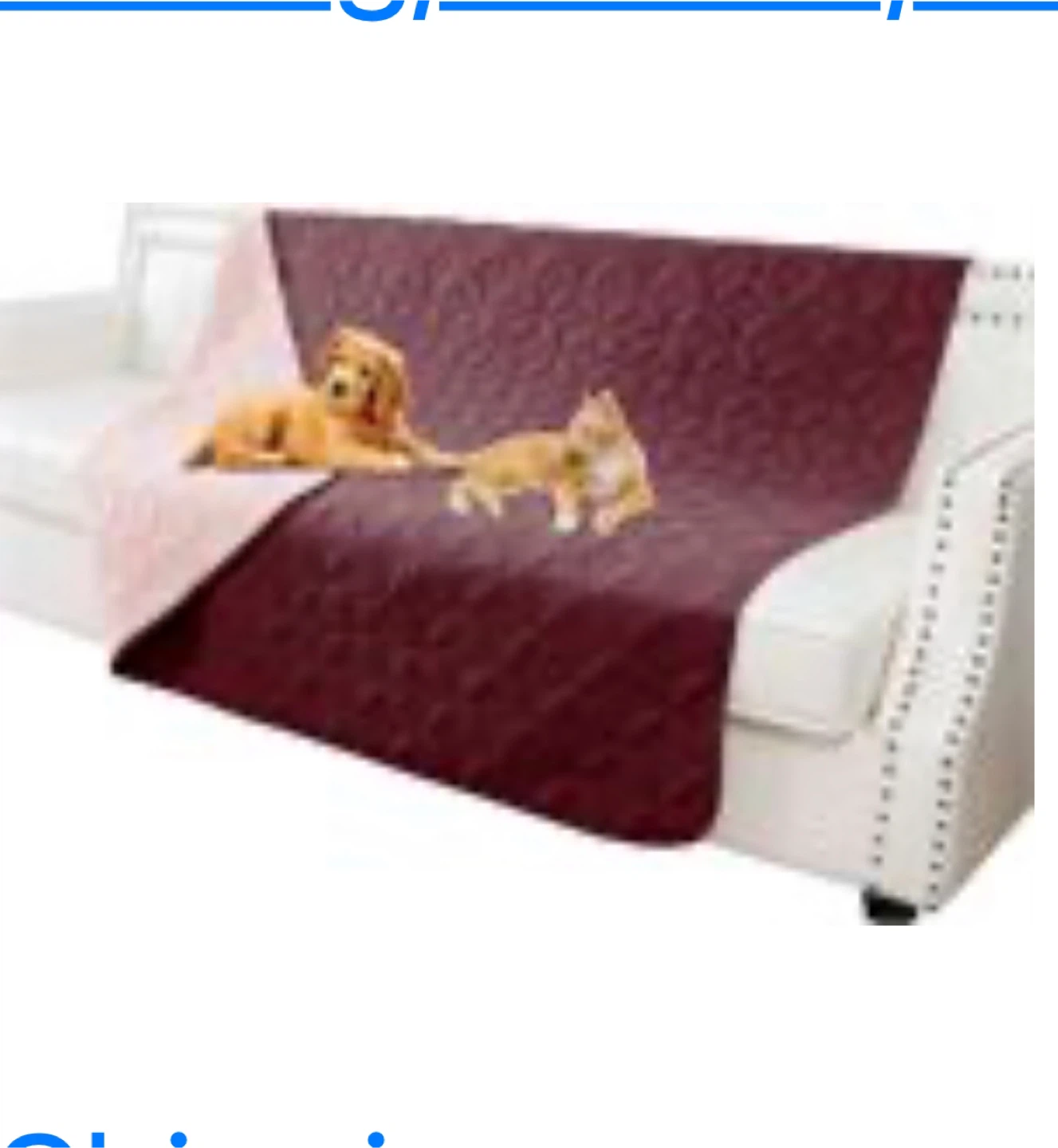 Reversible Quilted Sofa Cover - Burgundy & Pink