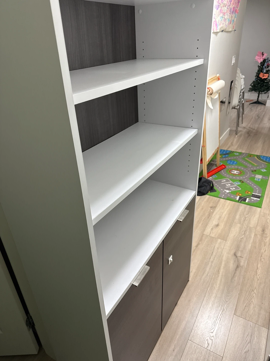 White & Brown Bookcase with Doors - photo 2