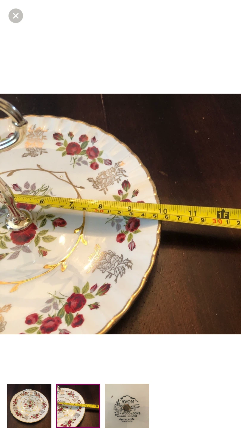 Vintage White & Red Serving Platter. Wood & Sons England. - photo 2