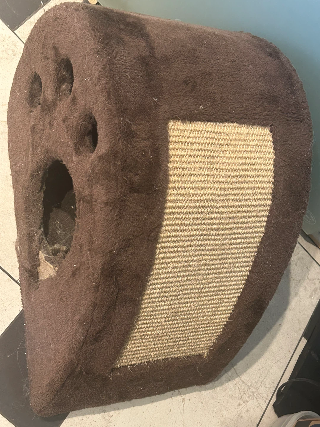 Brown Cat House with Scratching Post