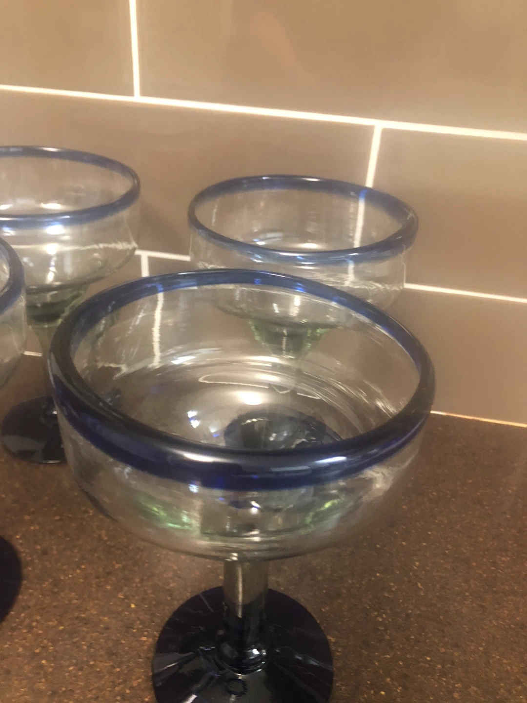 Set of 4 Margarita Glasses Blue Rim - photo 4