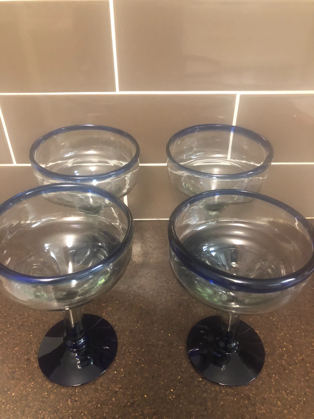 Set of 4 Margarita Glasses Blue Rim - photo 2