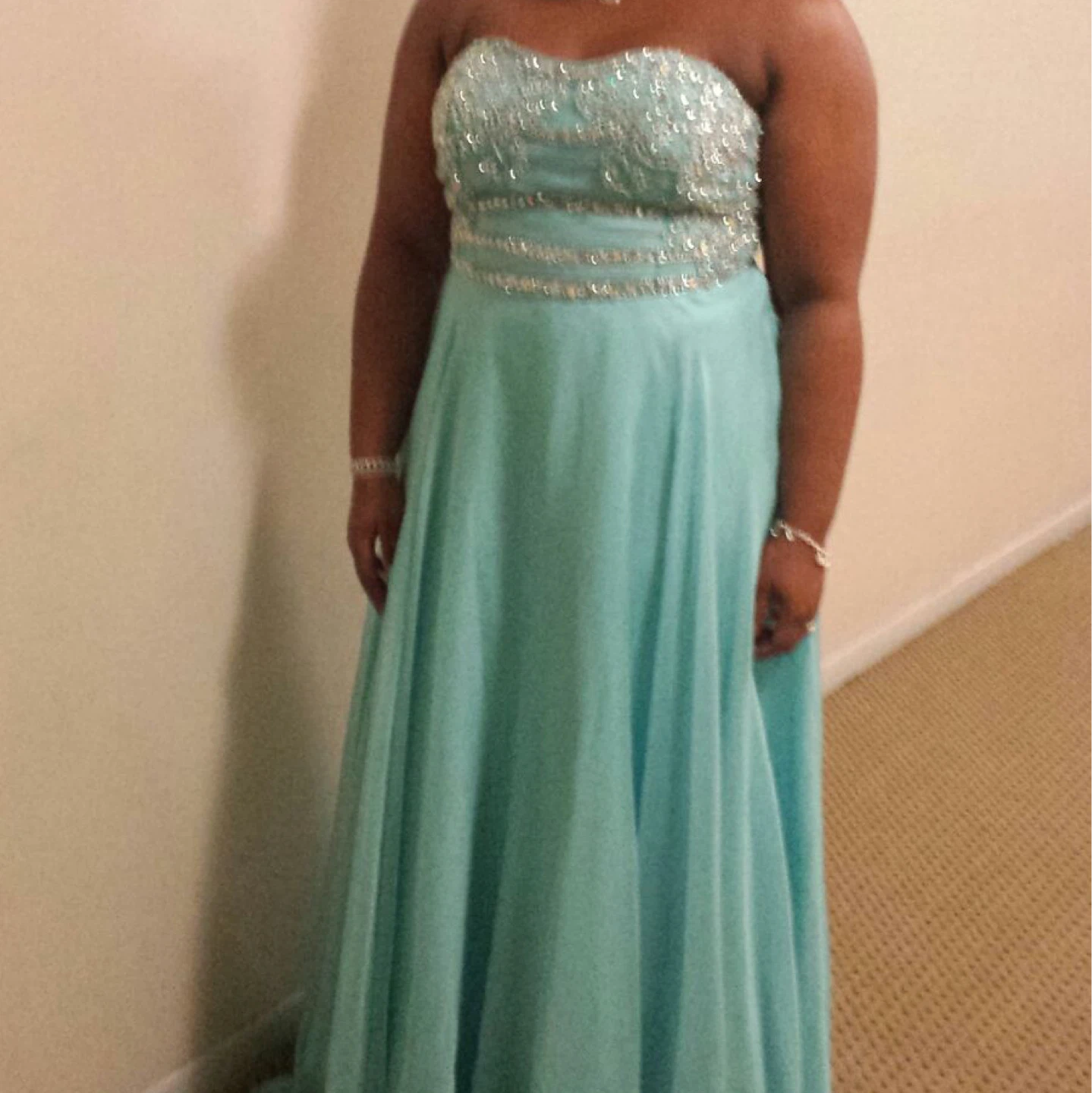 Strapless Aqua Dress