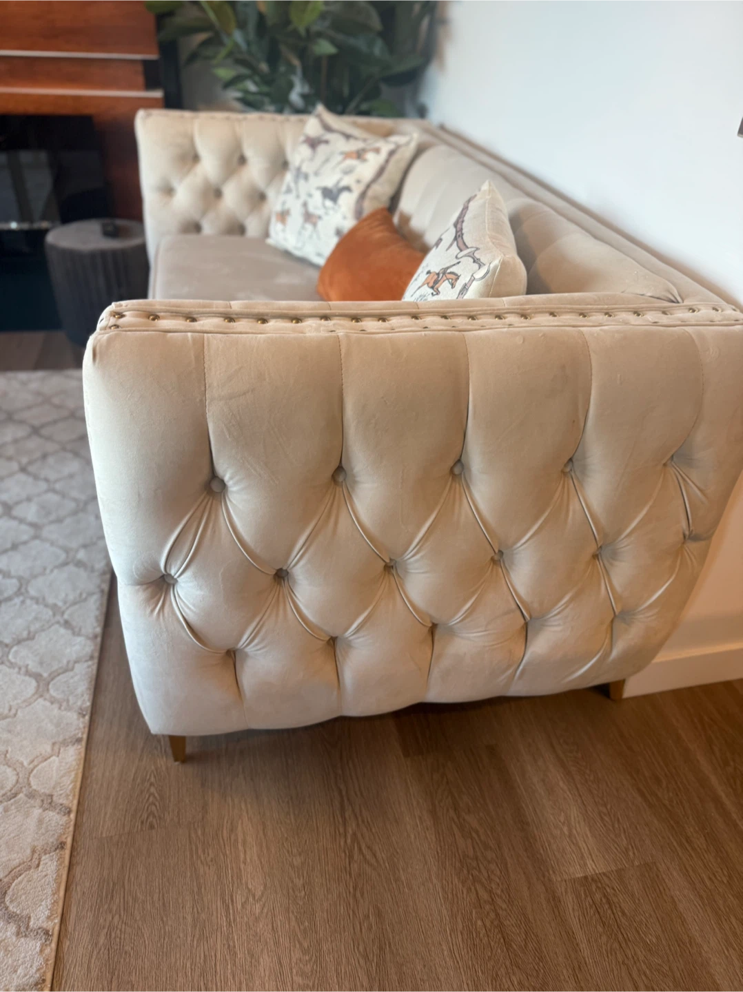 Elegant Beige Tufted Sofa - photo 5
