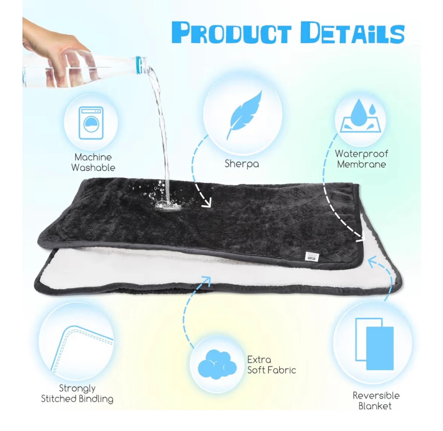 NWT Nobleza Grey Pet Blanket - waterproof (32"x40") - photo 3