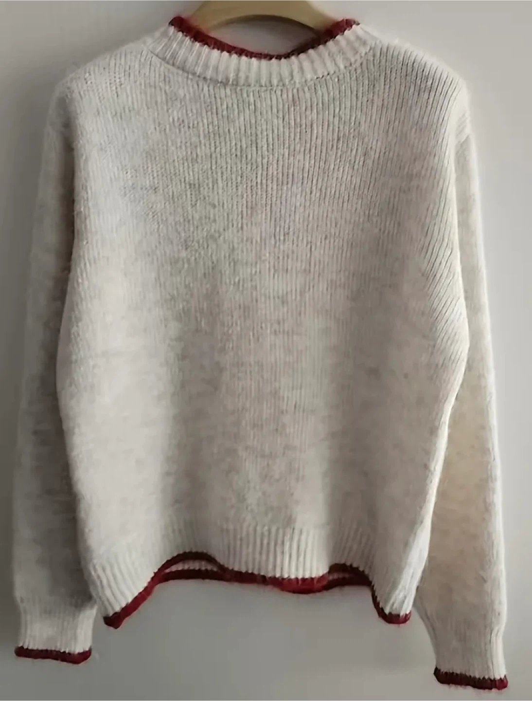 Heart Button Knit Cardigan - Cream & Red - photo 2
