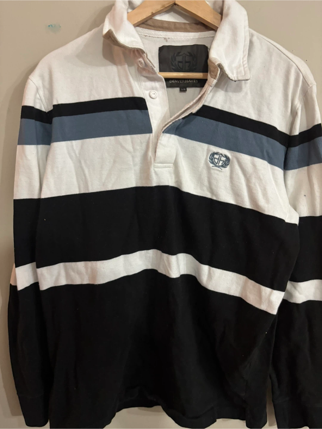 Denver Hayes Striped Rugby Shirt - L