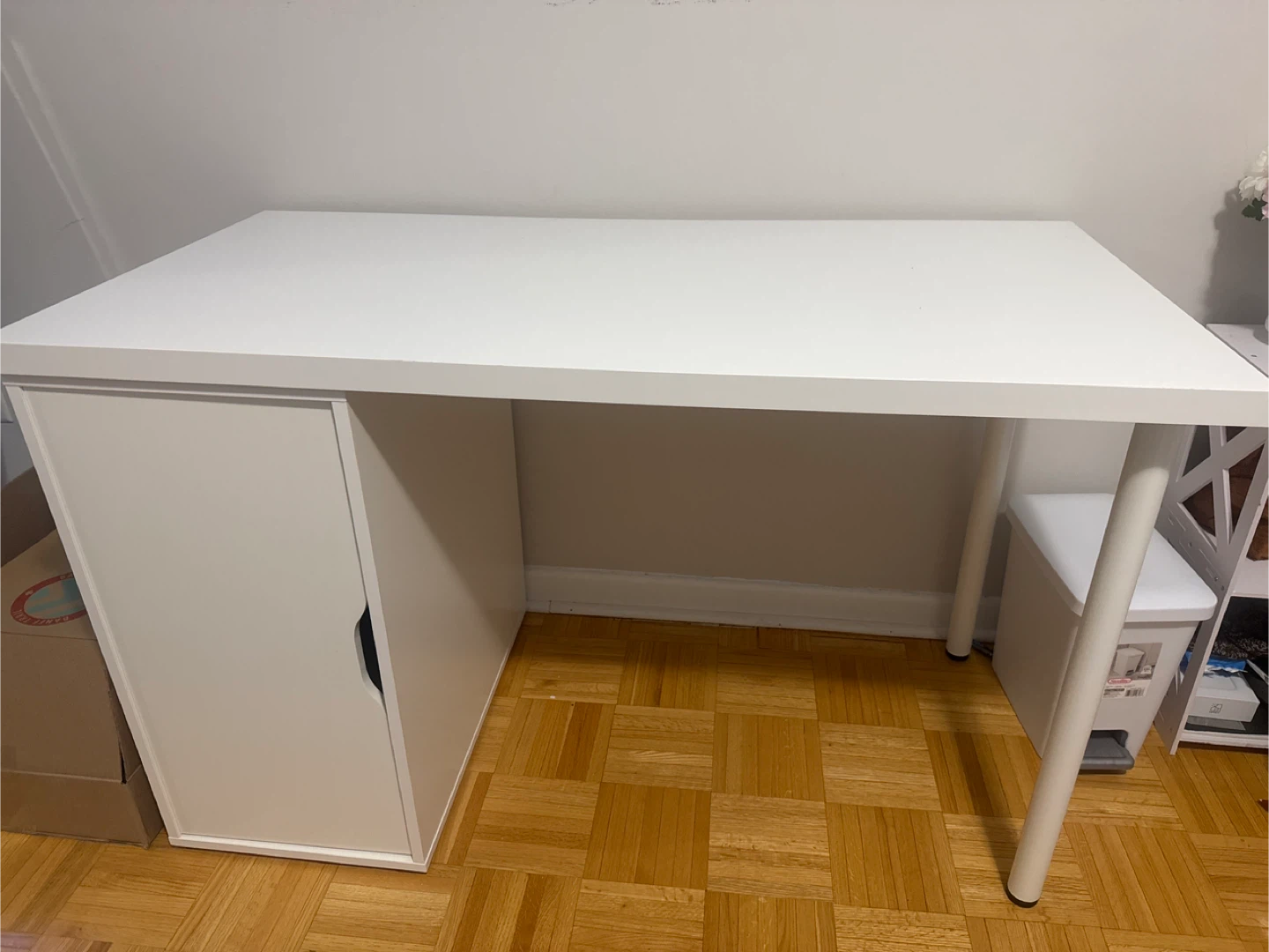White Desk with Storage Cabinet