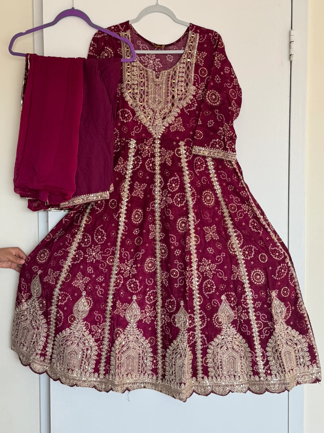 JSR Maroon Anarkali Dress - Size M - photo 2