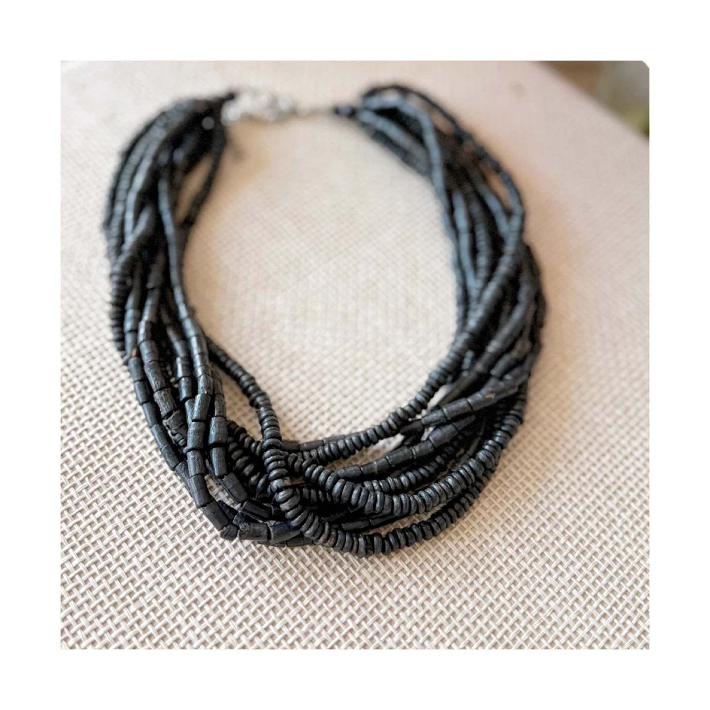 Black Beaded Multi-Strand Necklace