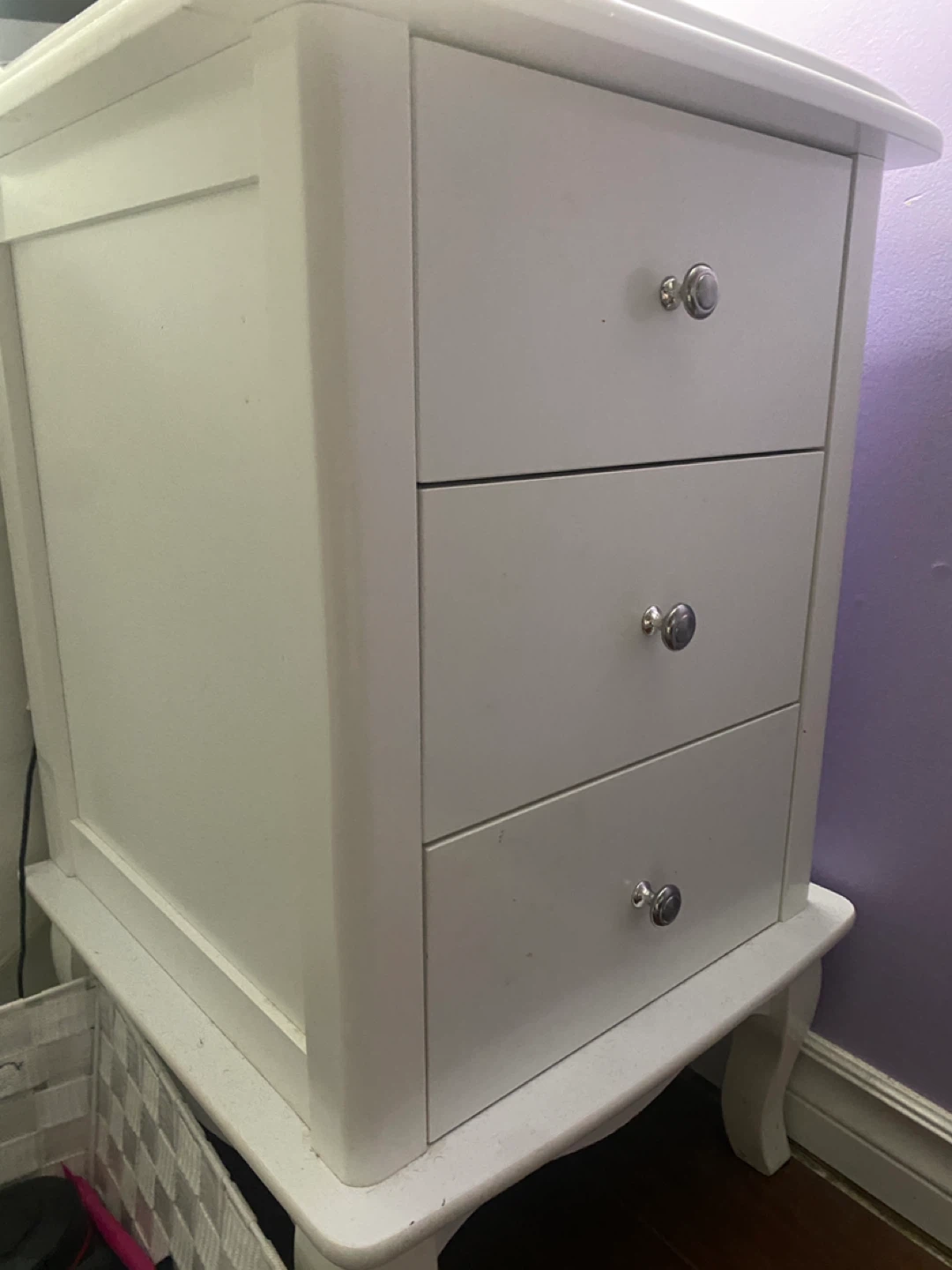White 3-Drawer Bedside Table - photo 2