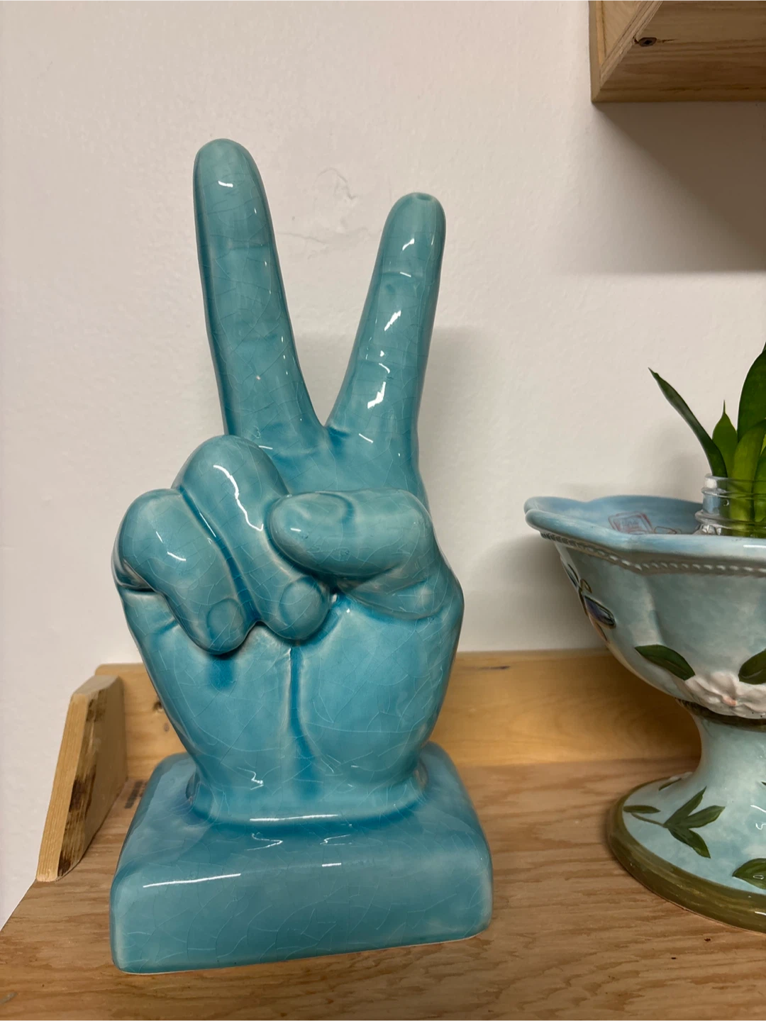 Turquoise Peace Sign Hand Decor