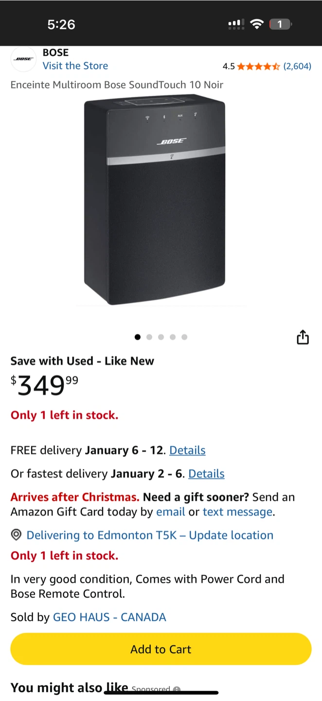 Bose SoundTouch 10 Multiroom Speaker - Black