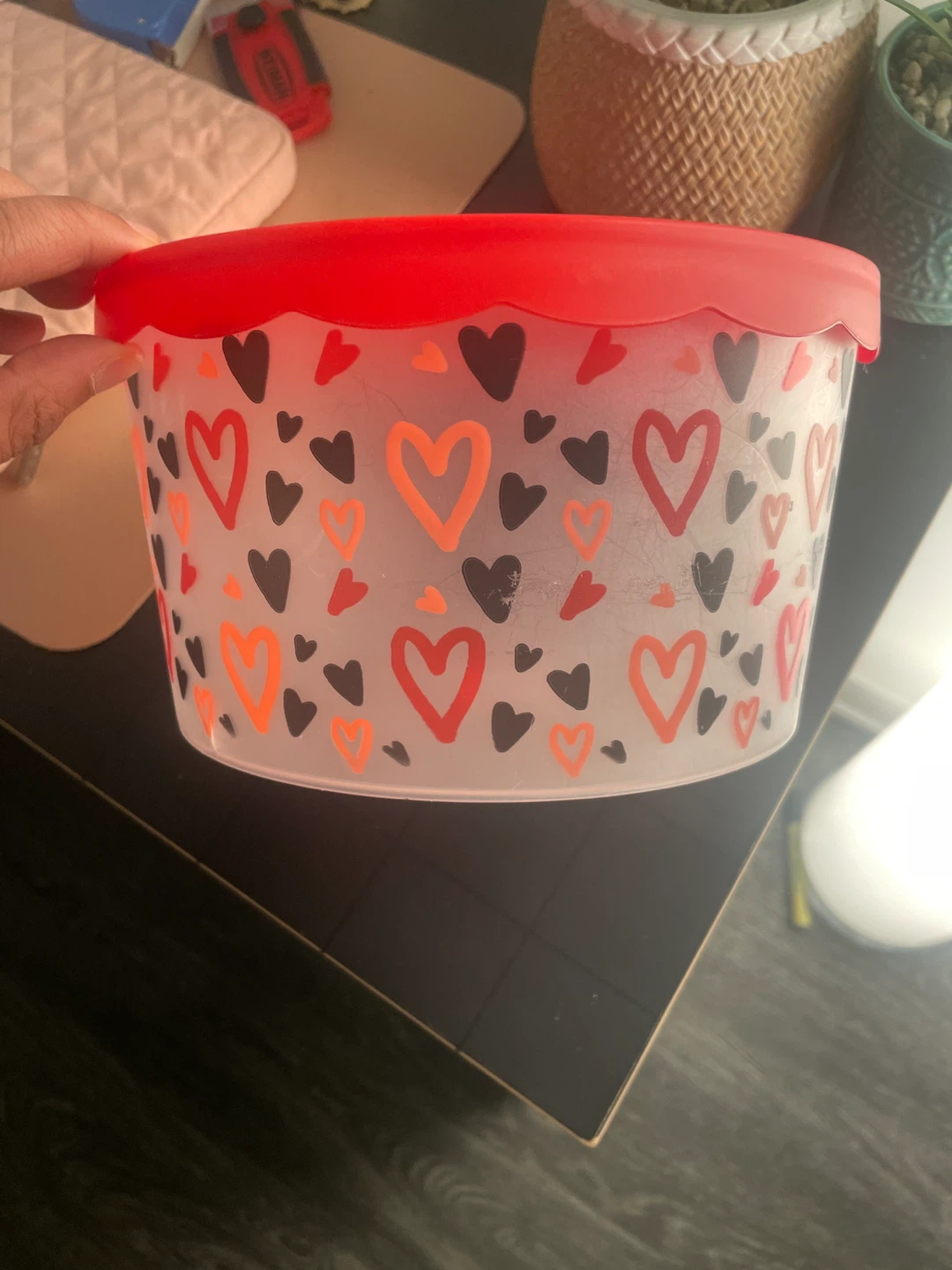 Heart-Patterned Plastic Storage Boxes (set of 2) - photo 3