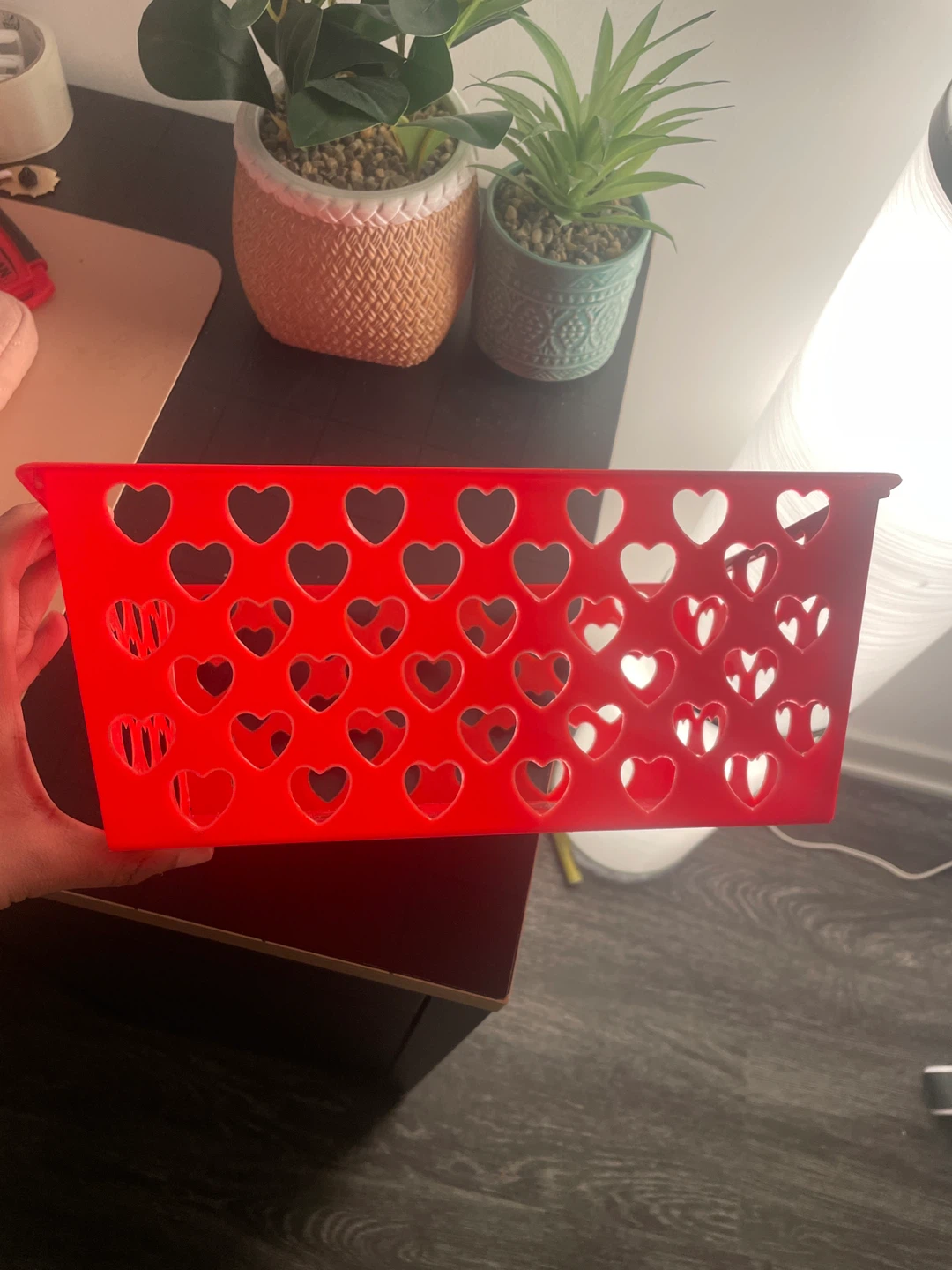 Heart-Patterned Plastic Storage Boxes (set of 2)