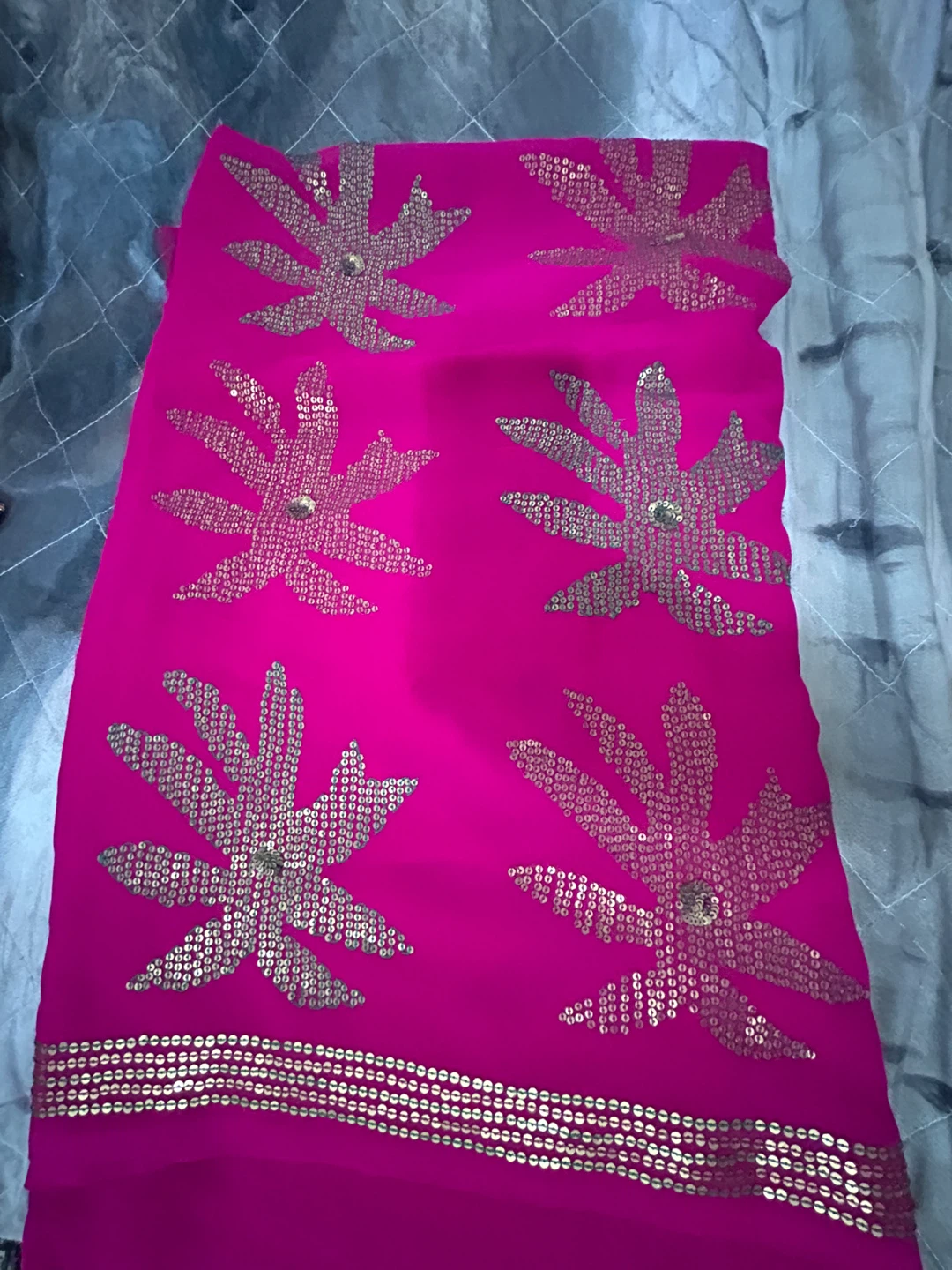 Pink Saree with Gold Embellishments