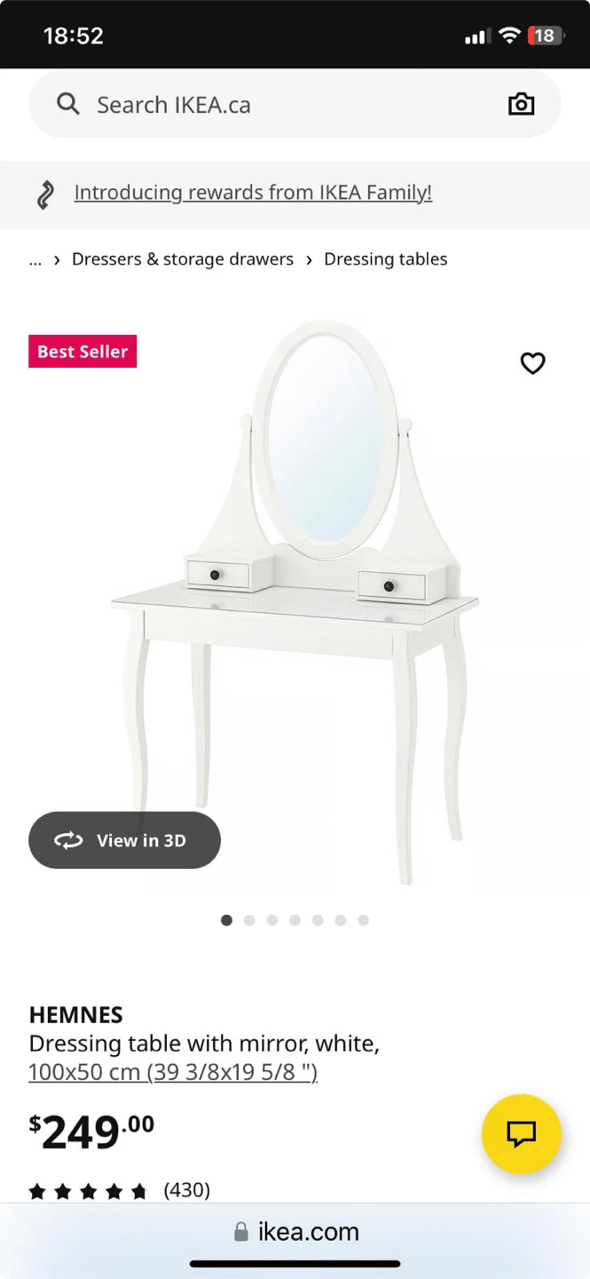 IKEA Hemnes Dressing Table with Mirror, White - photo 2