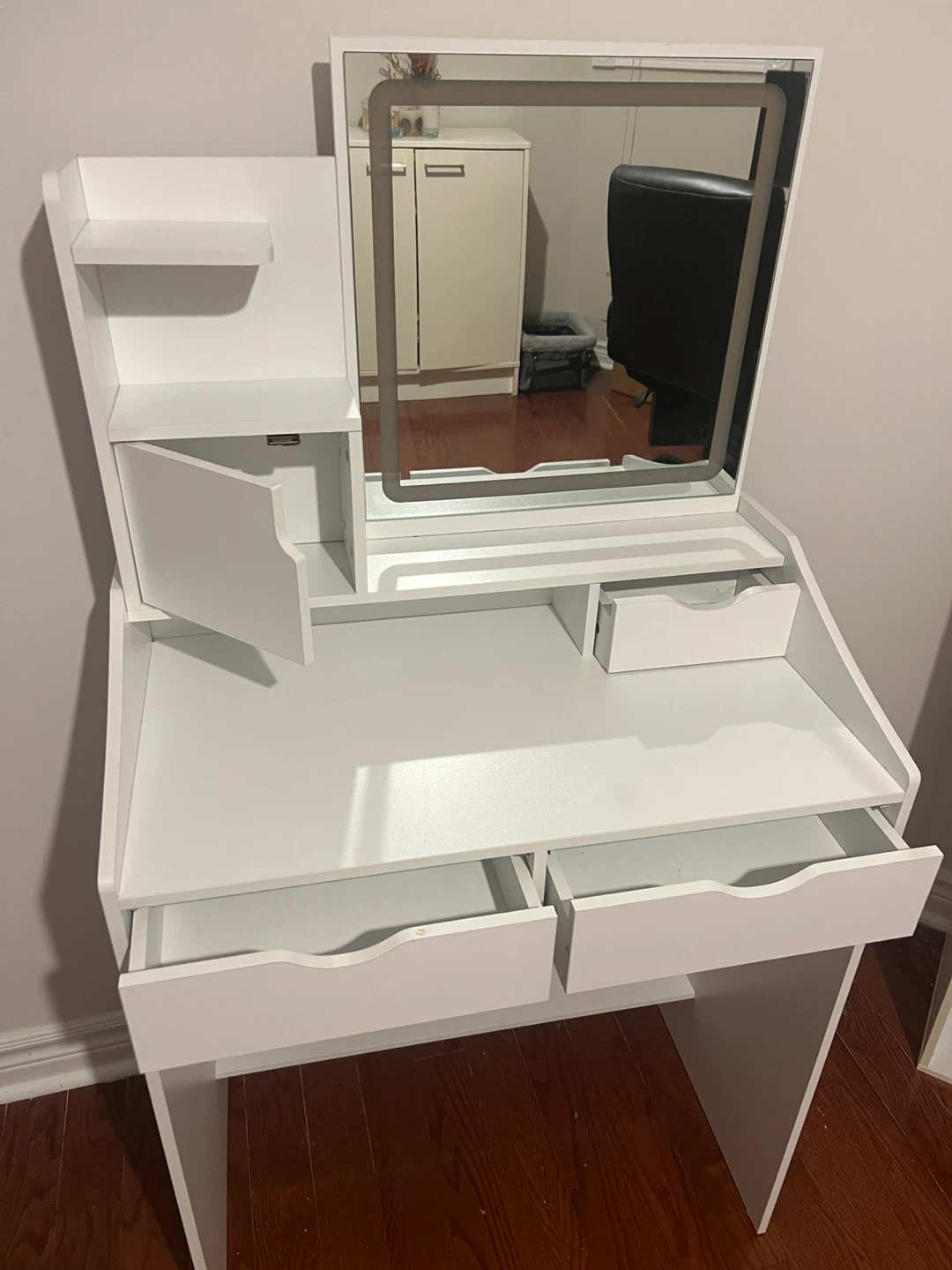 White Vanity Makeup Table with Lighted Mirror - photo 2