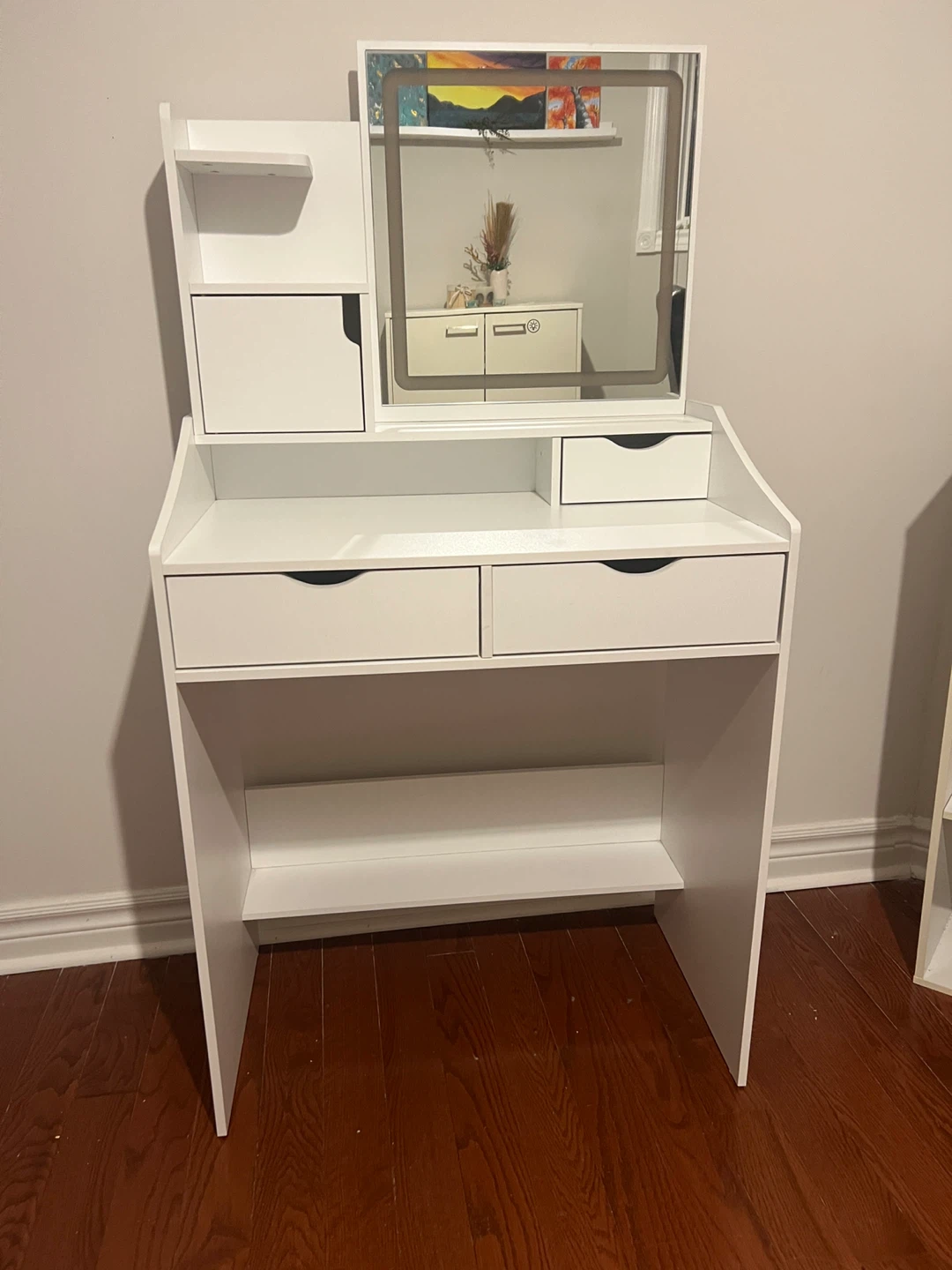 White Vanity Makeup Table with Lighted Mirror - photo 3