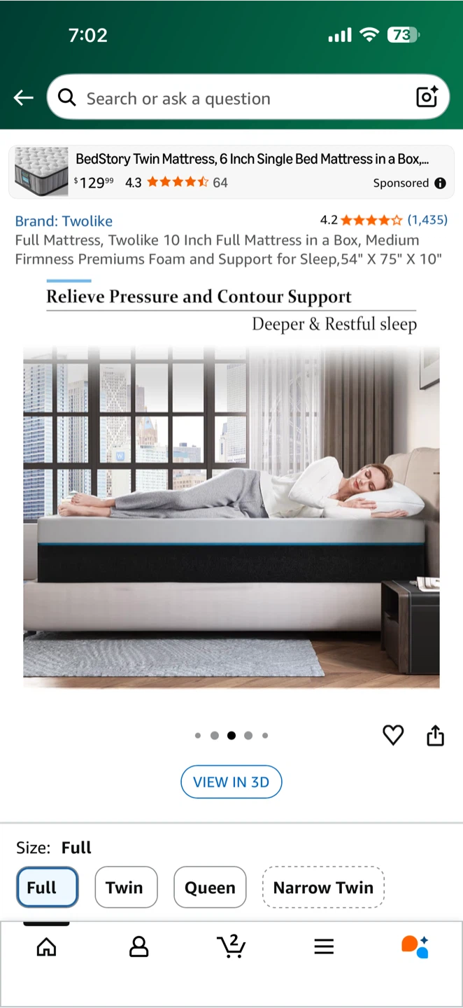 Twolike Full Mattress - Medium Firmness  10 Inch in size - photo 3
