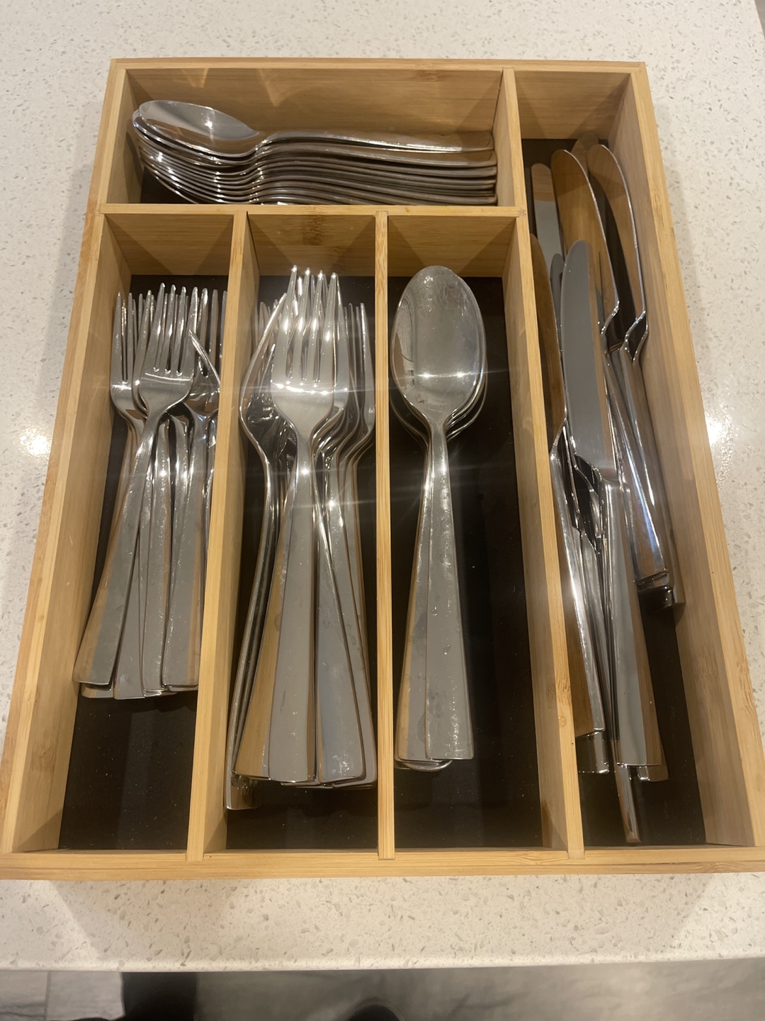 Flatware Set with Wooden Organizer