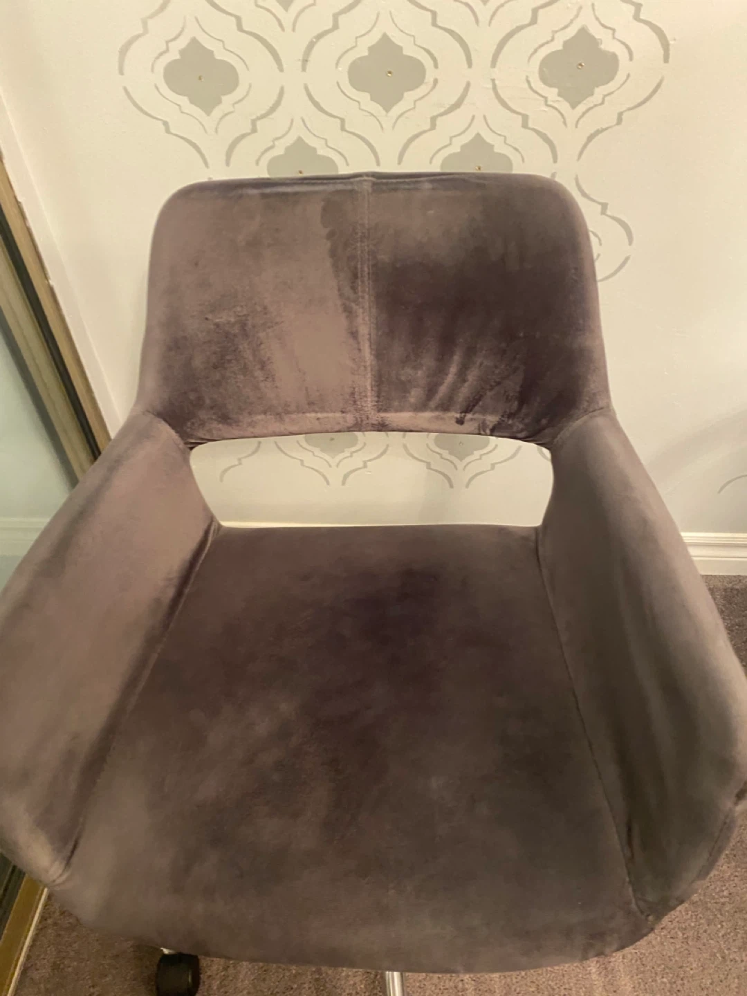 Grey Velvet Office Chair - photo 2
