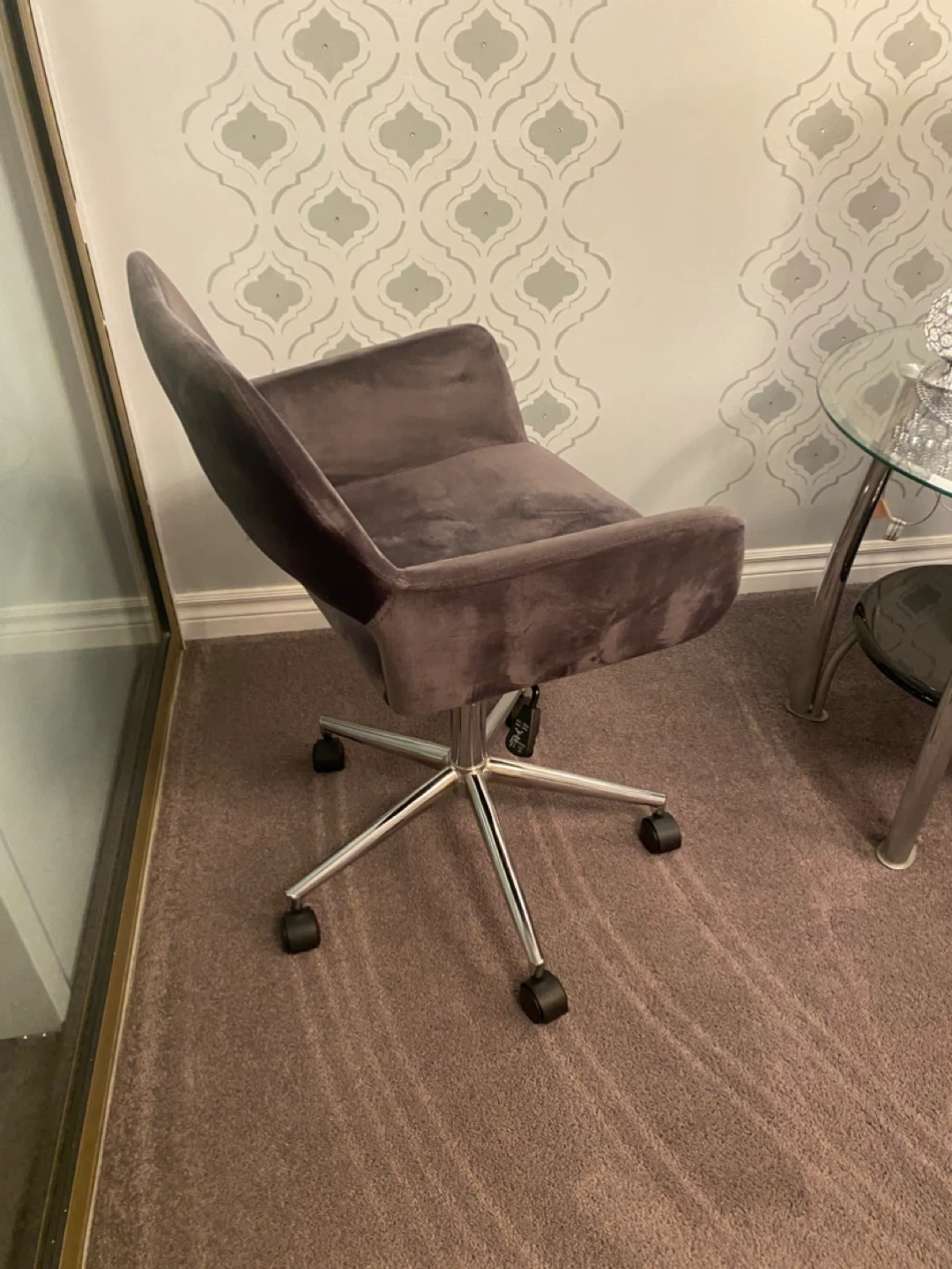 Grey Velvet Office Chair - photo 3