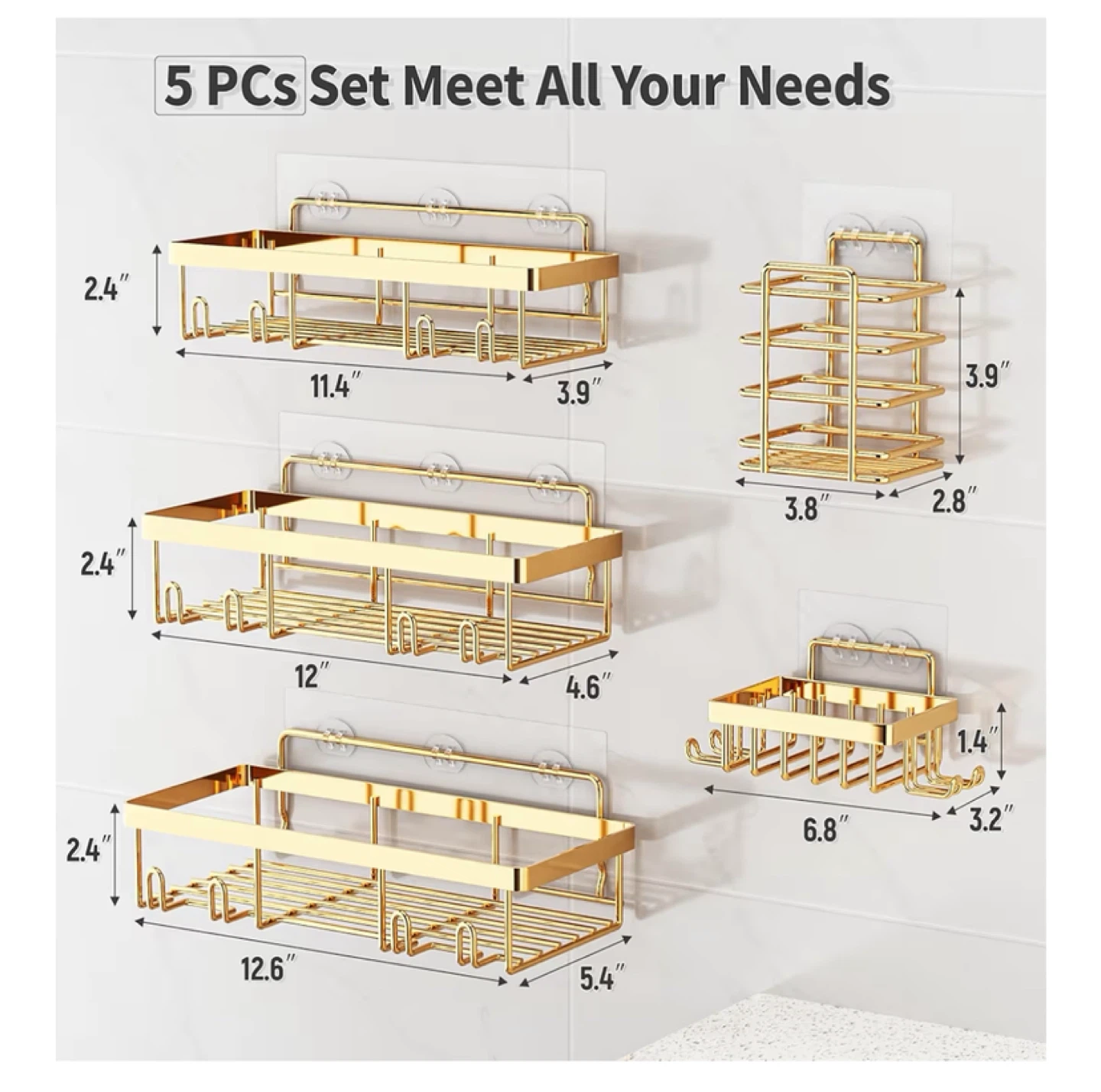 5-Piece Gold Shower Caddy Set - photo 2