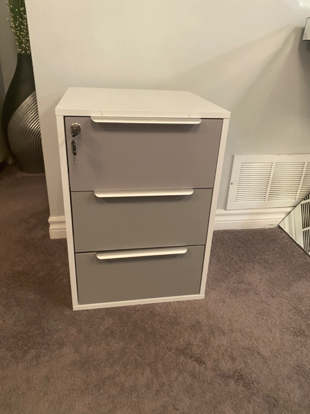 White & Grey Filing Cabinet